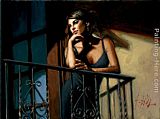 Fabian Perez Saba on the Balcony VIII painting